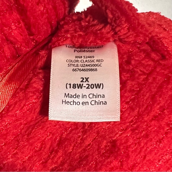Red Plush Robe Size 2X - Picture 5 of 5